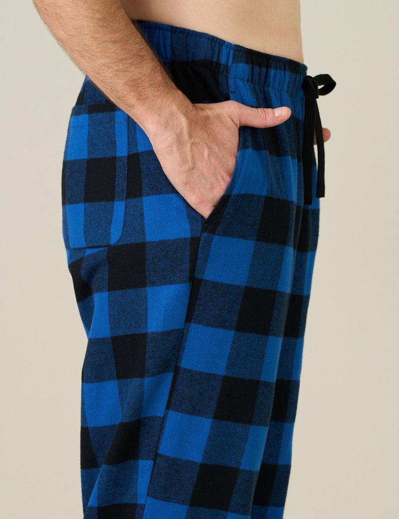 LAPASA Men's Pajama Pants 100% Cotton Flannel Plaid Lounge Soft Warm Sleepwear Pants PJ Bottoms Drawstring and Pockets M39 Small (Flannel) Blue and Black Plaid - Image 5